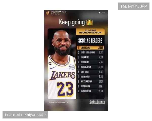 实时：勒布朗·詹姆斯生涯总得分突破45000分大关